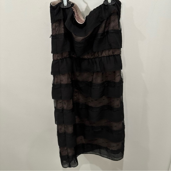 BCBG MaxAzria Ruffle Lace Marcelle Dress Strapless Black - Picture 5 of 9
